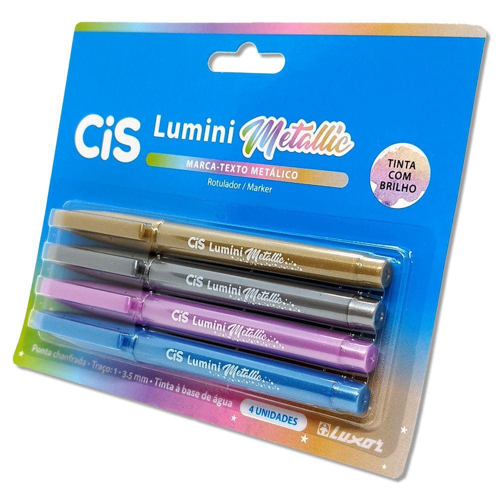 Marca Texto Lumini Metallic CiS - 6 Cores Com Brilho