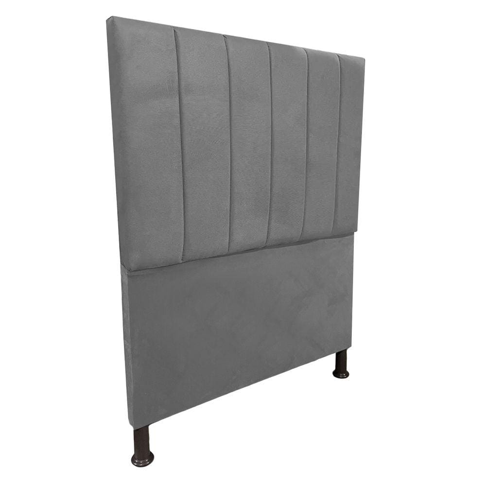 Cabeceira de Cama Box Solteiro 80cm Estofada Laura Cinza