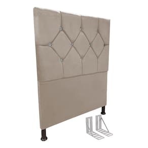 Cabeceira de Cama Box Viúva + Frame 130cm Estofada Maju Bege