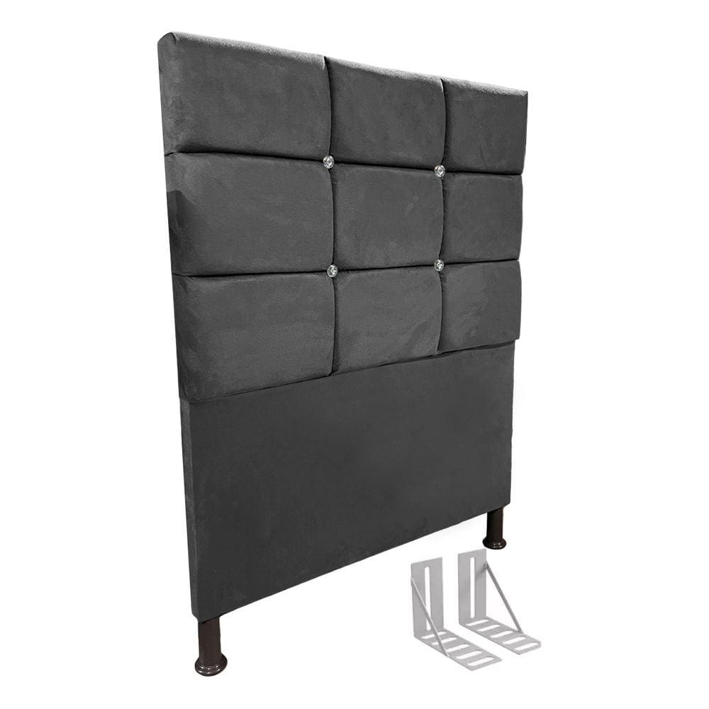 Cabeceira de Cama Box Viúva + Frame 130cm Estofada Lari Cinz
