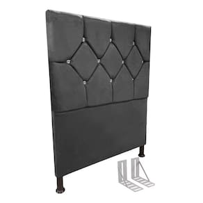 Cabeceira de Cama Box Viúva + Frame 130cm Estofada Maju Cinz