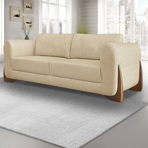Sofá 3 Lugares 200cm Linho Djon Spezzia Decor Dourado
