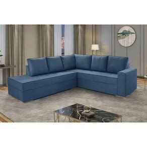 Sofá de Canto Laura com Chaise Lado Esquerdo Yescasa Azul