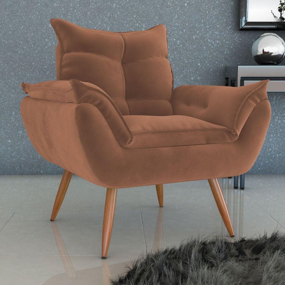 Poltrona para Sala de Estar Tóquio Matrix Veludo/Ferrugem