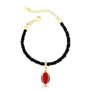 Pulseira Couro Trançado Melancia Pingo Doce