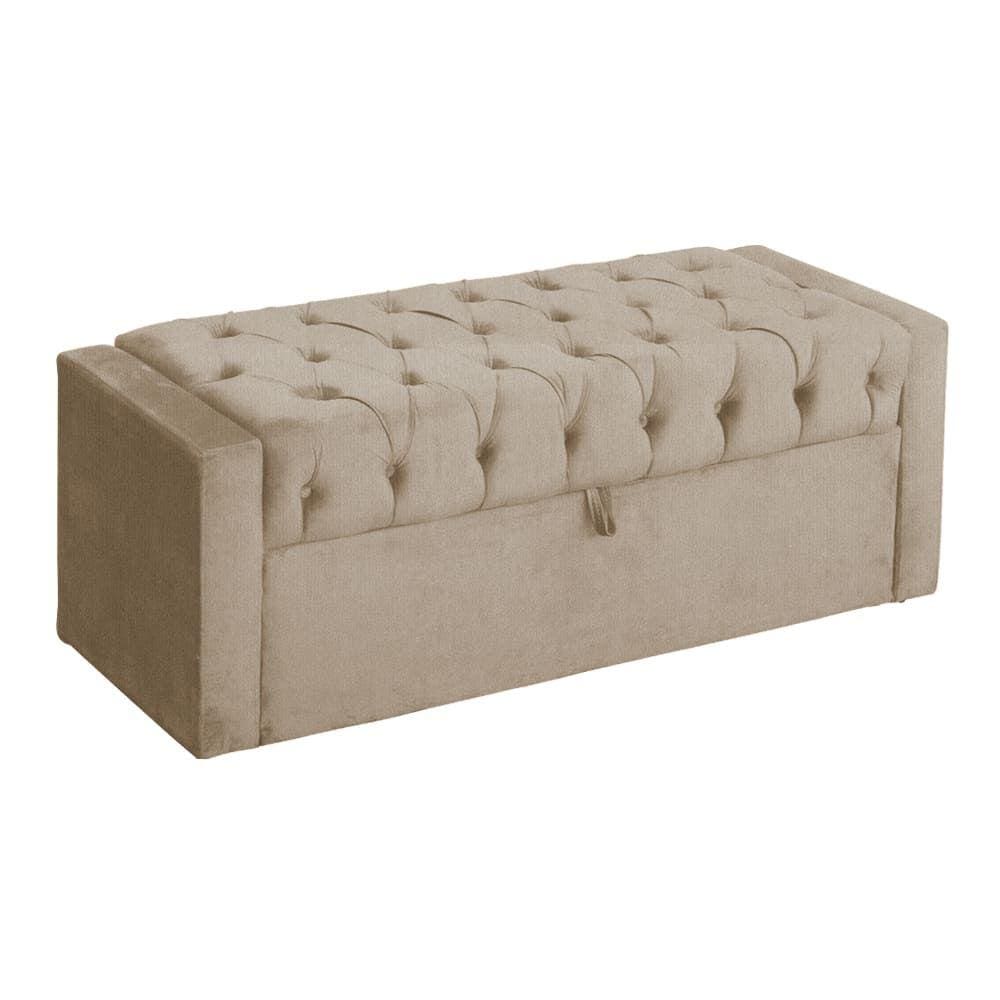 Báu Calçadeira Emma 140cm Suede Cappuccino - Vallisa Decor