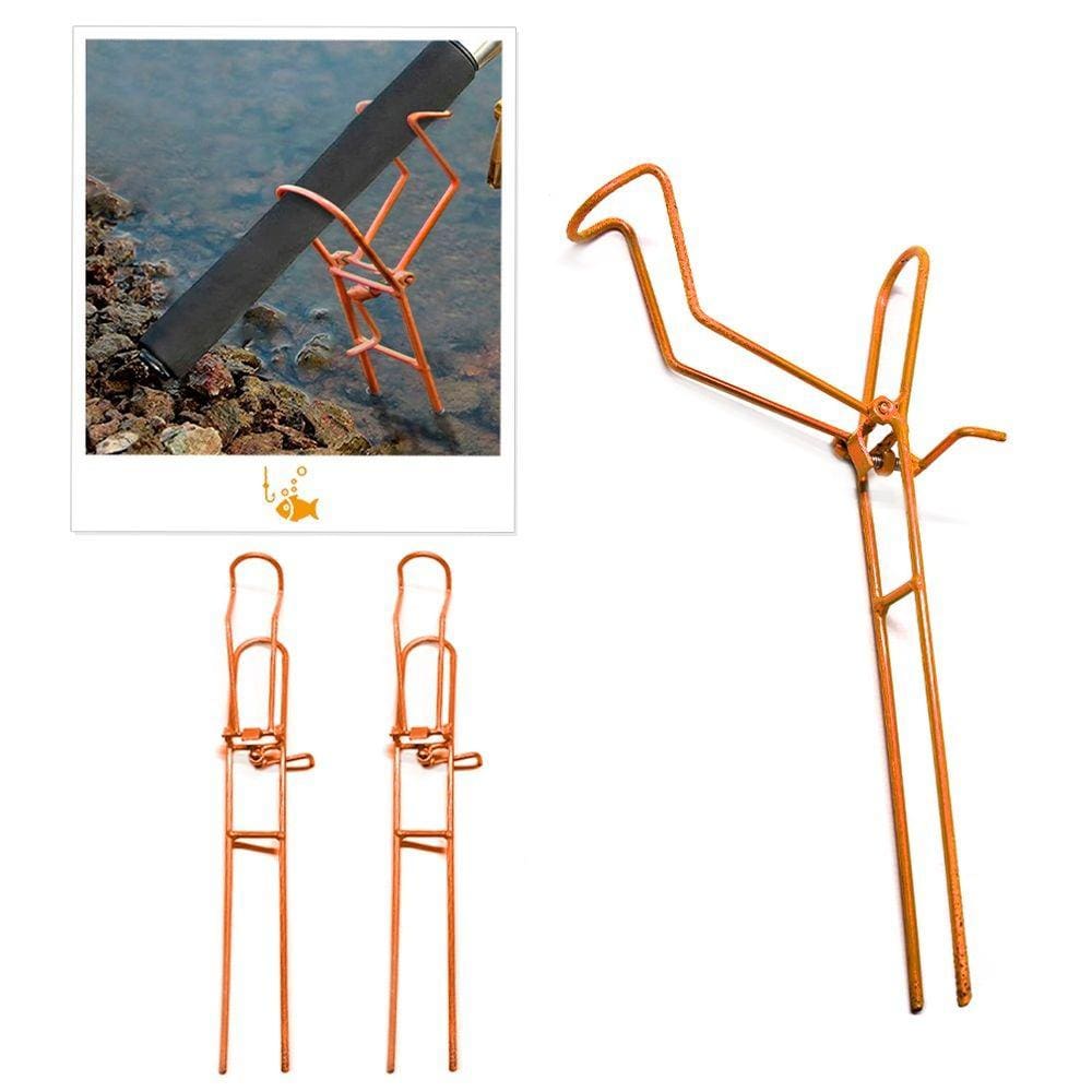 Kit 3 Suporte Vara de Pesca Regulável com Manivela Pesqueiro Barranco Cor Refletiva Ideal Pesca Noturna