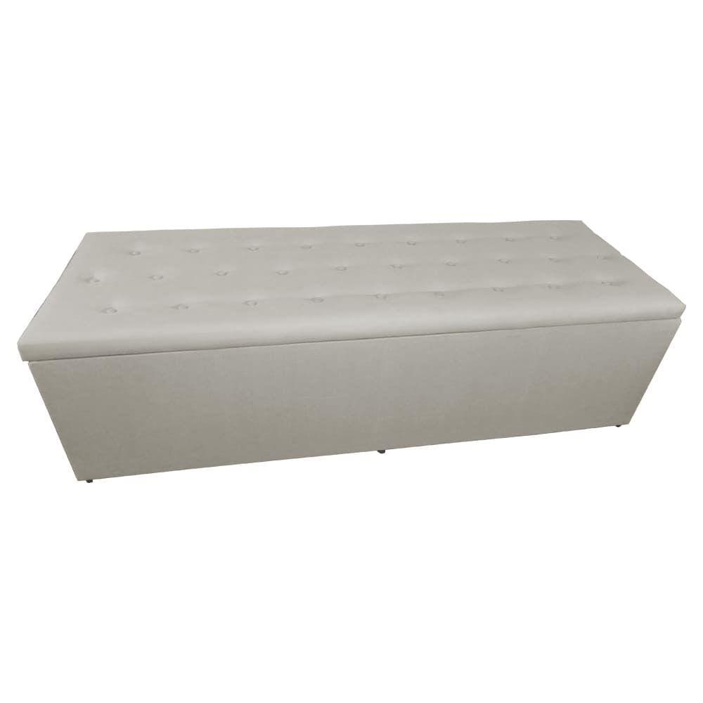 Báu Calçadeira Juliana 140cm Suede Bege - Vallisa Decor
