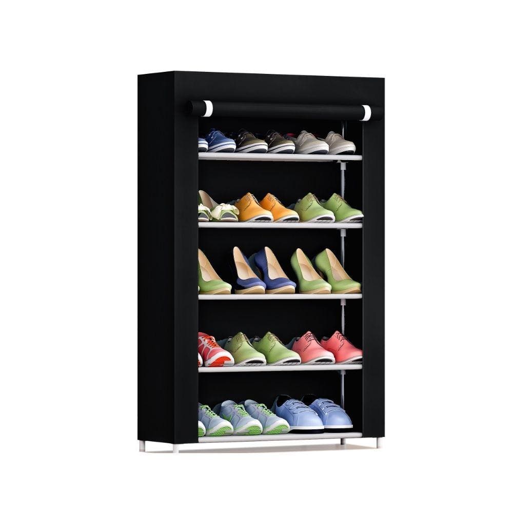 Sapateira Armário Organizador para Sapatos Calçados e Objetos 5 Prateleiras 15 Pares - Preta