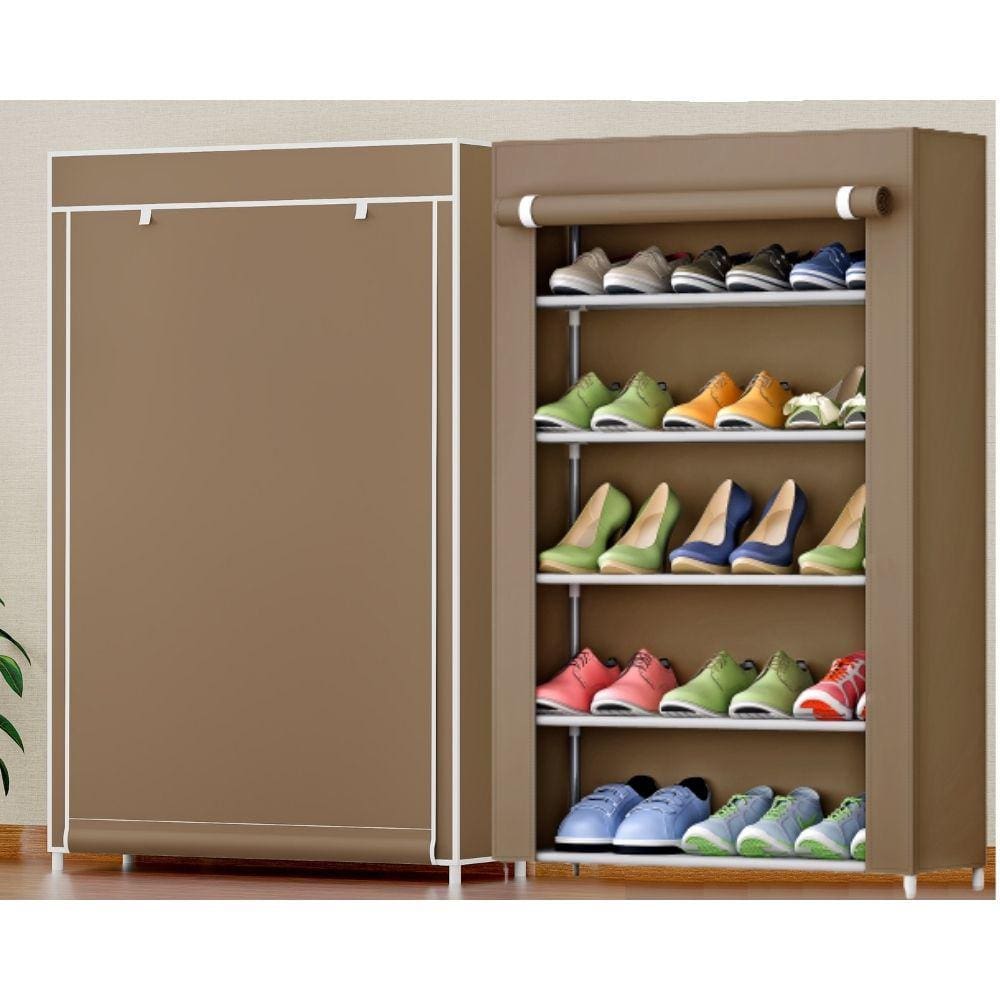 Sapateira Armário Organizador para Sapatos Calçados e Objetos 5 Prateleiras 15 Pares - Bege