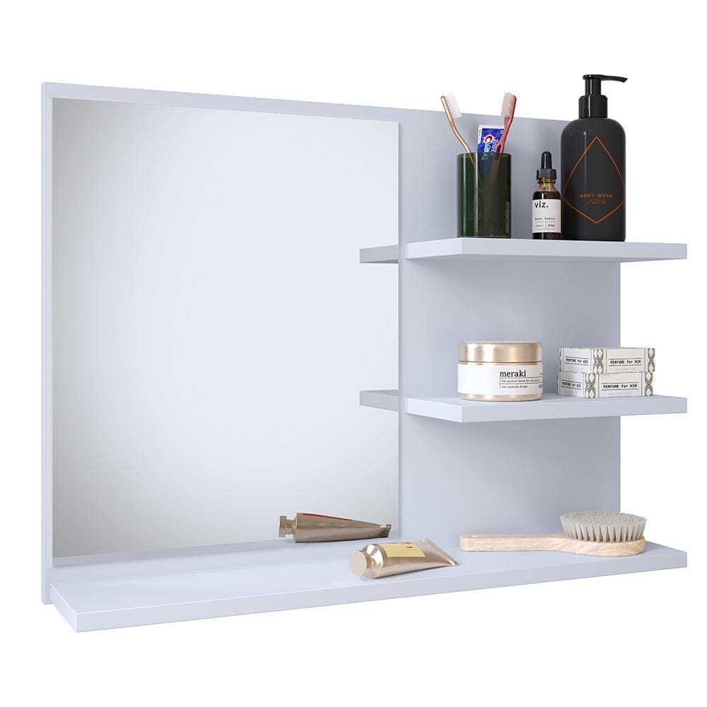 Espelheira Parede Astra Pequena Prateleiras Organizadoras Espelho Banheiro Suspenso Resistente - RPM Móveis