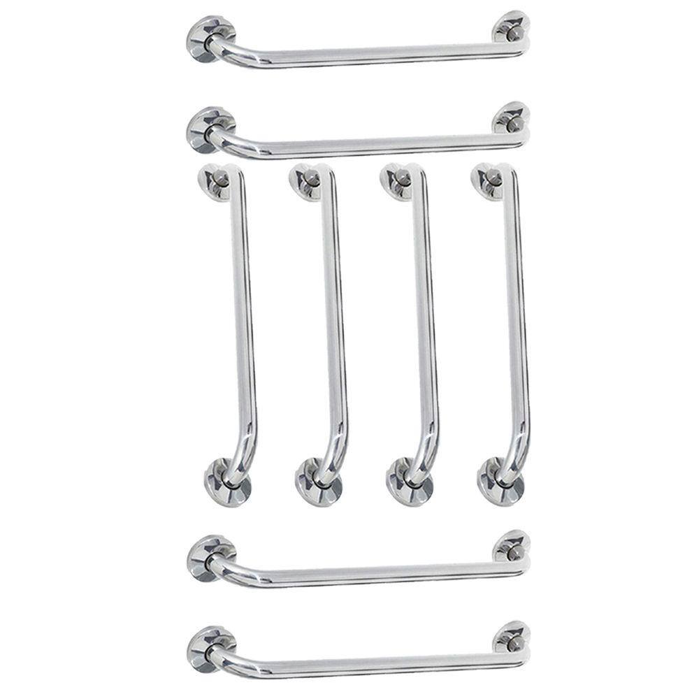 Alça de Apoio Barra Inox 60cm Kit 8 Unidades Idoso Cadeirante Deficiente Acessibilidade Banheiro Box Corrimao Segurança Suporte