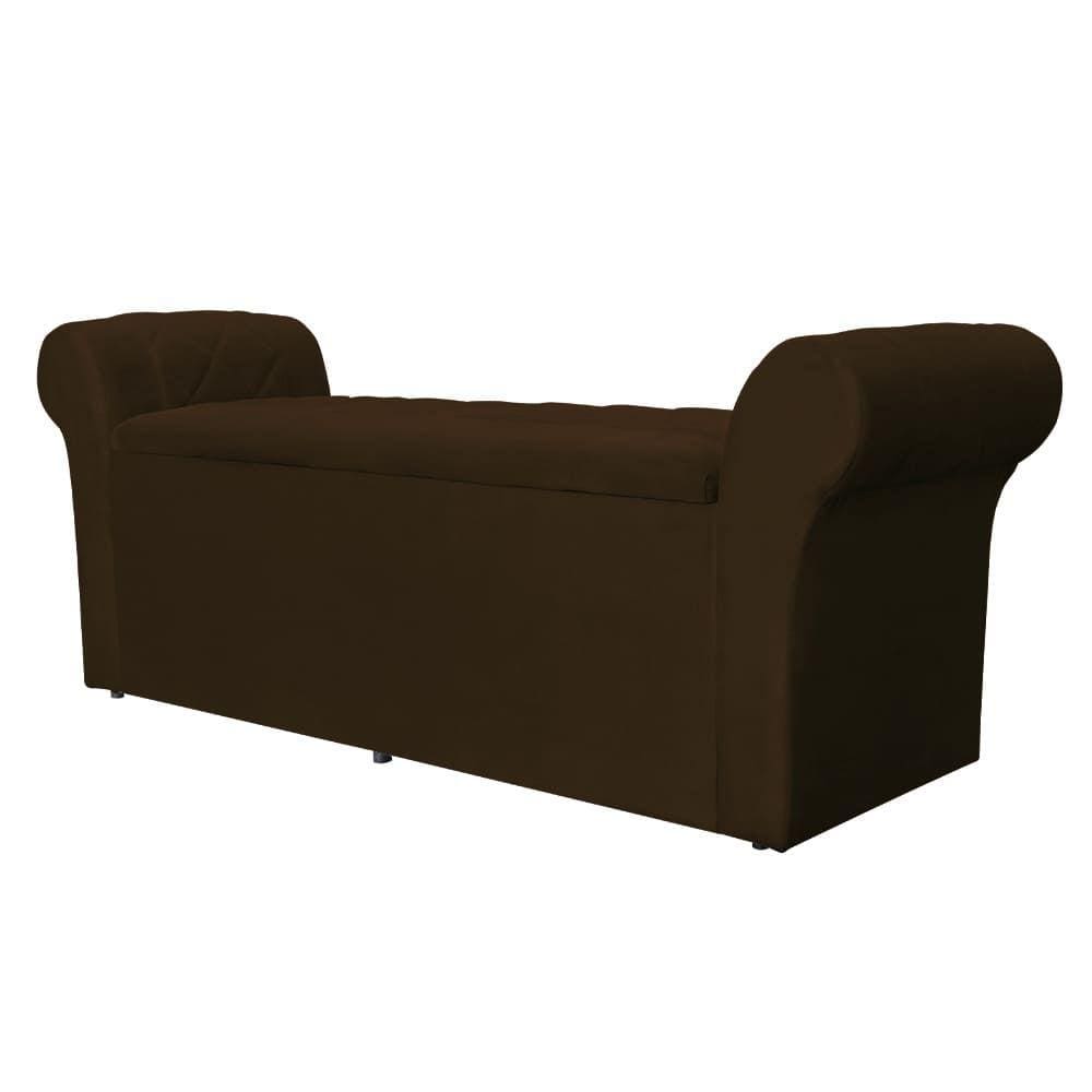 Calçadeira Báu Cancun 140cm Suede Marrom - Vallisa Decor