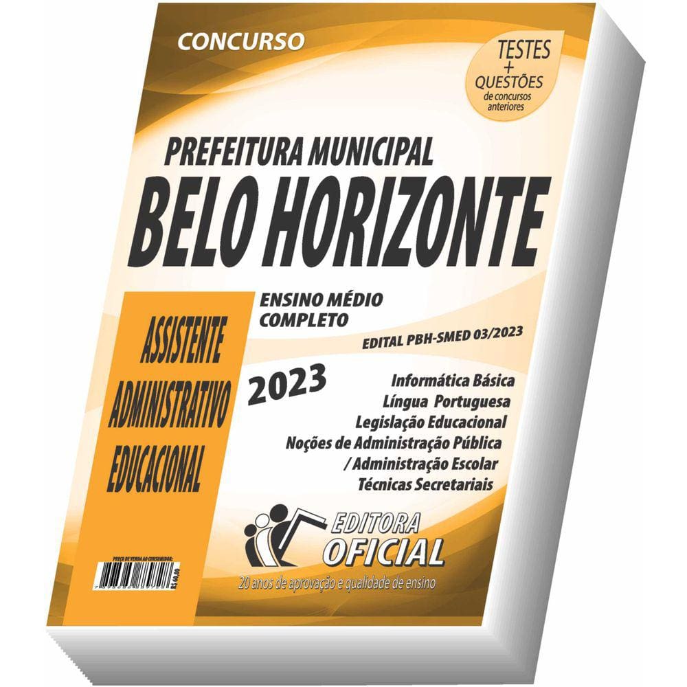 Apostila PBH - Prefeitura de Belo Horizonte - Assistente Administrativo Educacional