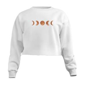 Blusa Cropped Moletom Fases Da Lua Feminino Personalizado com Cintura Descosturada