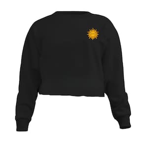 Blusa Cropped Moletom Sol Feminino Personalizado com Cintura Descosturada