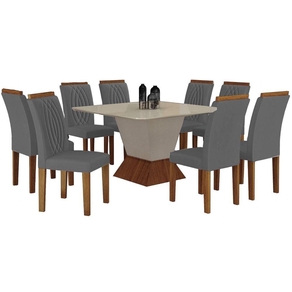 Mesa De Jantar 135X135cm Com 8 Cadeiras