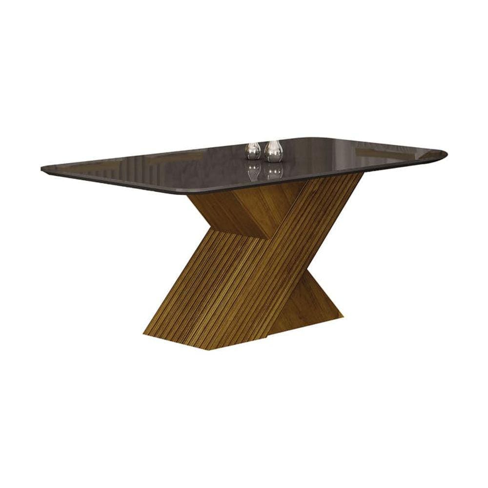 Mesa de Jantar Base Cruzada Tampo Chumbo - Ilhéus-1,80x0,90 metros - Leifer Móveis