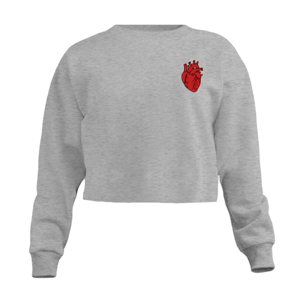 Blusa Cropped Moletom Coração Feminino Personalizado com Cintura Descosturada