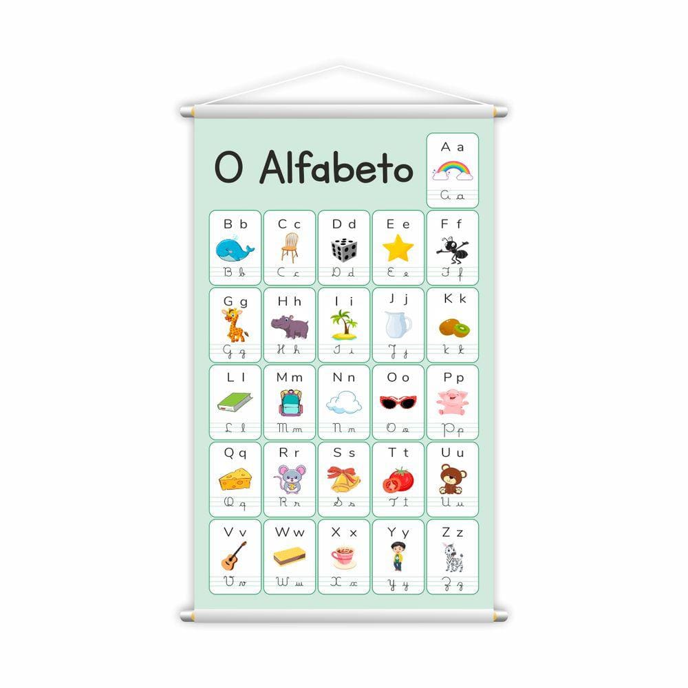 Banner Alfabeto 4 Letras Pedagógico Escolar Infantil 80x50cm