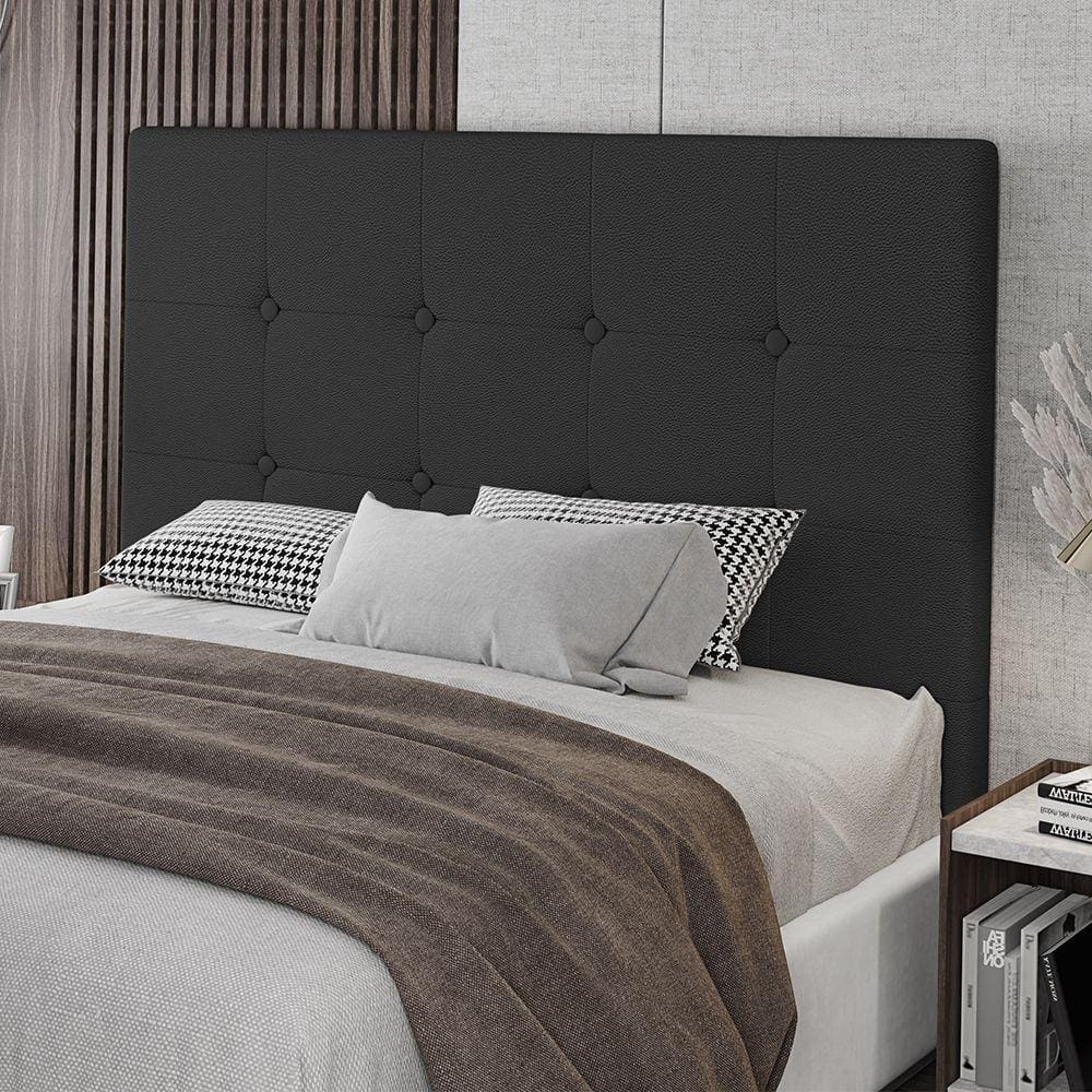 Cabeceira Casal Lua 140cm Material Sintético Preto Com Frame Patoti Móveis