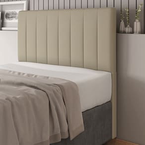 Cabeceira Solteiro 90cm Carla Material Sintético Bege Com Frame Patoti Móveis