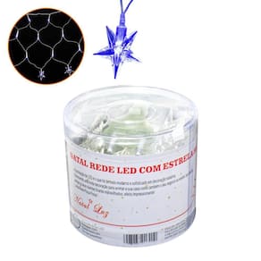 Pisca Pisca Natal Rede com Estrela Led Azul 120 Lâmpadas 220V - Casambiente NATAL205