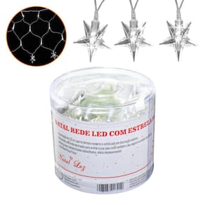 Pisca Pisca Natal Rede com Estrela Led Frio 120 Lâmpadas 127V - Casambiente