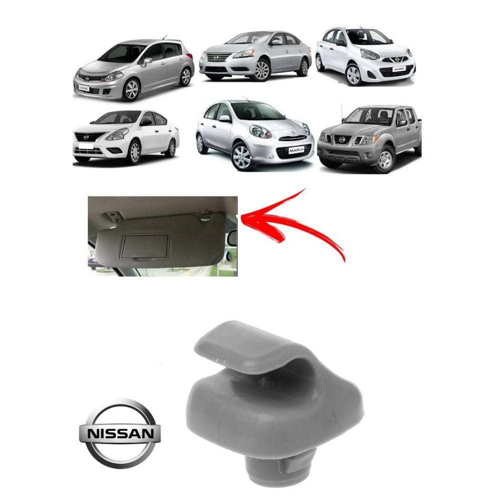 Suporte Presilha Grampo Para Sol Cinza Nissan Frontier March Versa Sentra Tiida 2009 2010 2011 2012 2013 2014 2015 2016