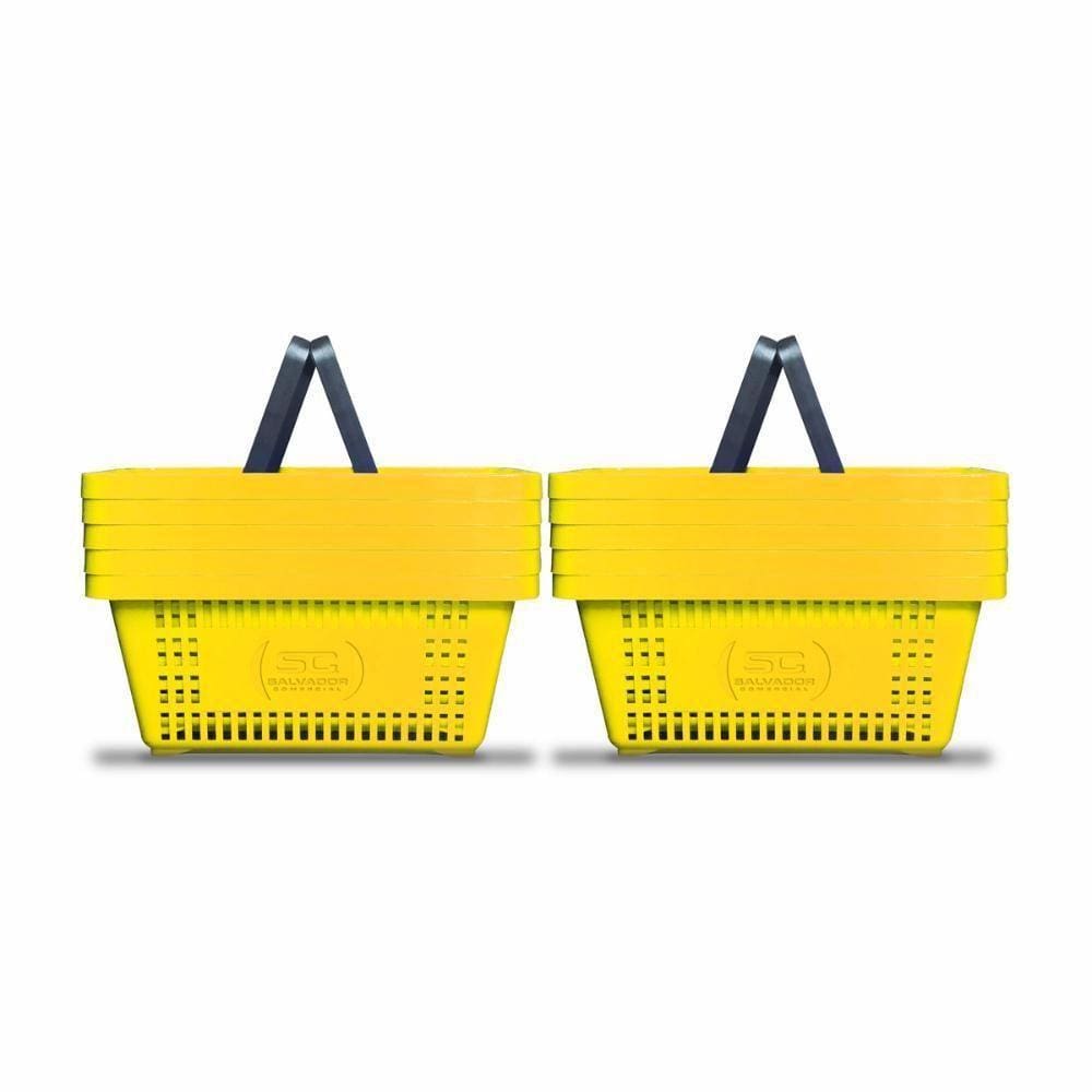 Kit - 10 Cestos Compras Plástica D100 Cód. 3000 Amarelo - Della Plast