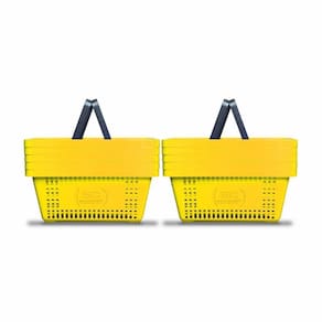 Kit - 10 Cestos Compras Plástica D100 Cód. 3000 Amarelo - Della Plast