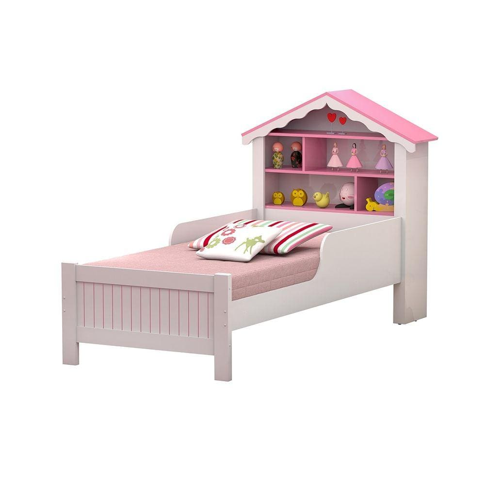 Cama Casa Princesa Branco/Rosa - Vitamov