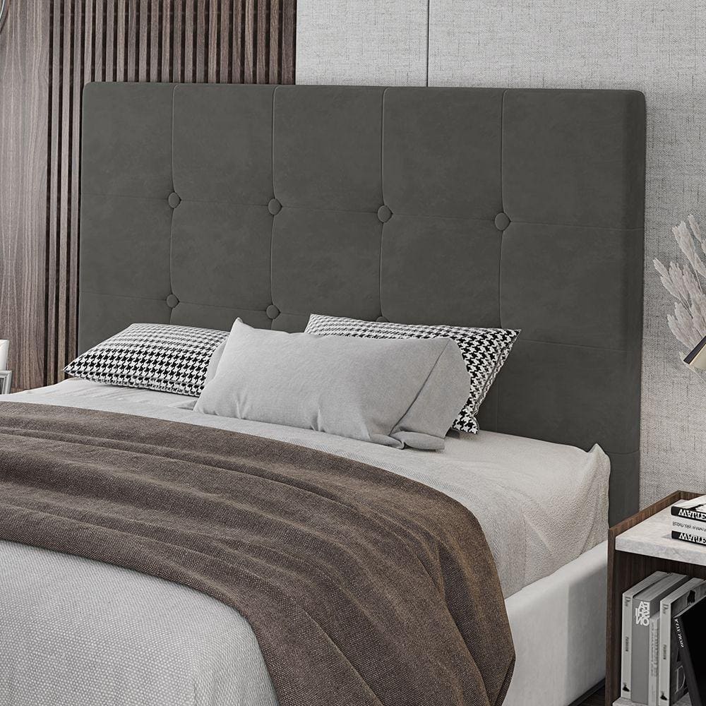 Cabeceira Solteiro Lua 90cm Veludo Cinza Digital Móveis