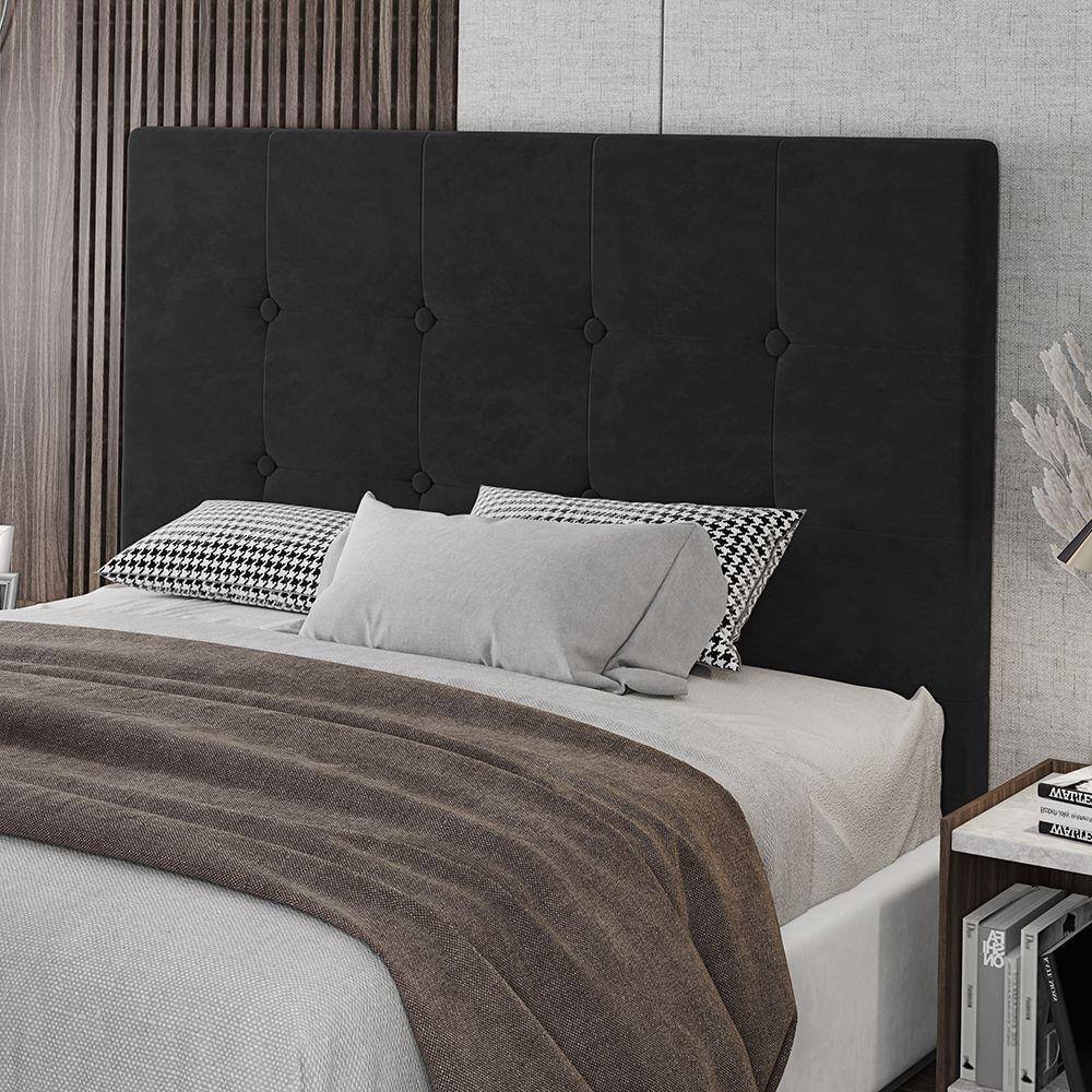 Cabeceira Solteiro Lua 90cm Veludo Preto Com Frame Digital Móveis