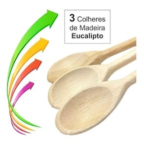 Kit 3 Colheres De Pau Tradicional Média 24cm