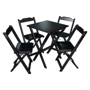 Jogo De Mesa 60x60 Com 4 Cadeiras Decor Tarimatã Para Area Gourmet - Preto