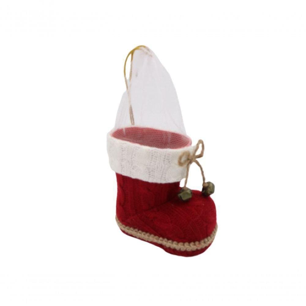 Bota Vermelha Tricô Com Guizo 14 Cm Bt1487