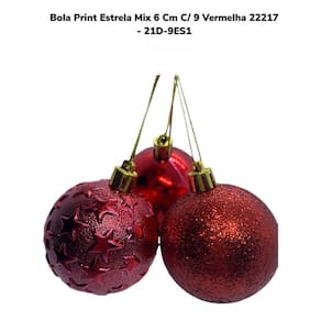 Bola Print Estrela Mix 6 Cm C/9 Vermelho Yangzy 22217