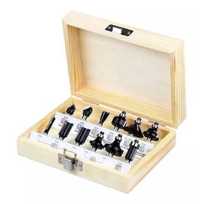 Jogo Kit Fresas Pra Tupia 15 Pçs 8Mm + Estojo De Madeira.