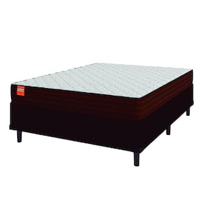 Cama Box Casal Colchão Molas Qatar 138x188x60cm Marrom / Branco - Suporta até 200kg por Pessoa