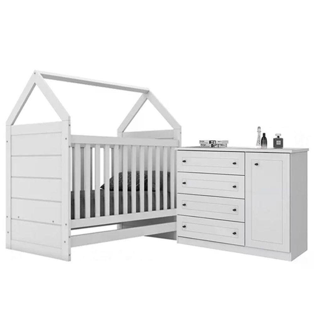 Jogo de Quarto com Cômoda Americano e Berço Montessoriano Cabana -  Móveis Henn
