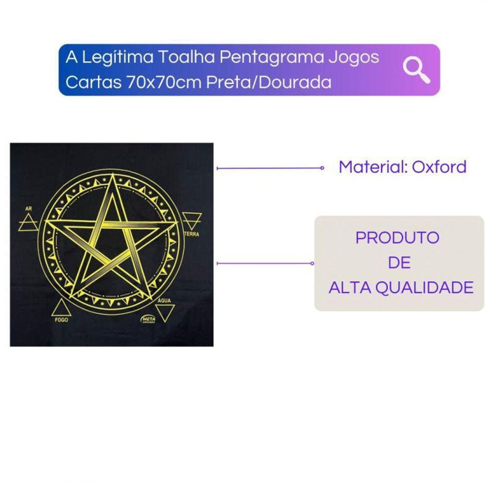A Legítima Toalha Pentagrama Jogos Cartas 70X70Cm Preta/Dour