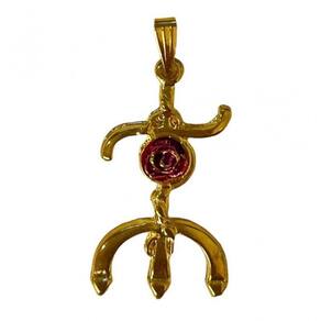Pingente Tridente Maria Mulambo Rosa Roxa 3,7 Cm Dourado