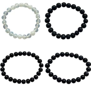 Kit 4 Pulseiras Pedras Estrela, Lua, Vulcânica E Onix 8 Mm