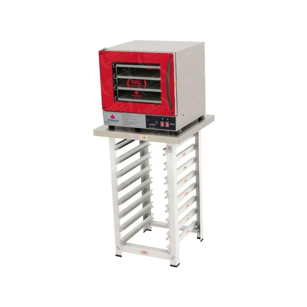 Kit - Forno Turbo Prp-004 Plus Digital 220v Vermelho + Bancada Mes-004 - Progás 220v