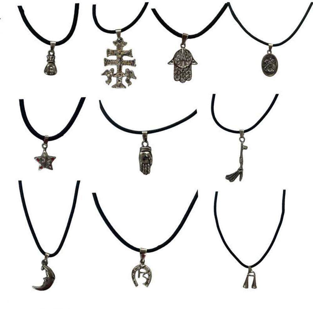 Kit 10 Colares Gargantilha Pingentes Mix Esotéricos