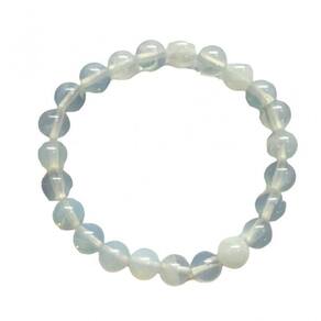 Pulseira Pedra Da Lua Opalina Natural 8 Mm Boas Energias