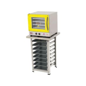 Kit - Forno Turbo Prp-004 127v Amarelo + Bancada Mes-004 + 8 Assadeiras - Progás 127v