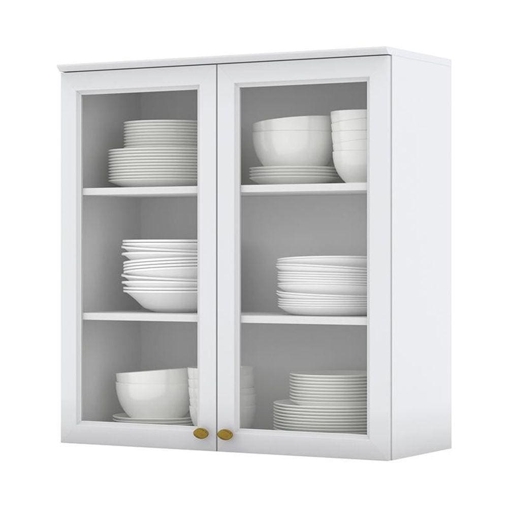 Armário Aéreo 2 Portas Vidro 80cm Americana - Móveis Henn