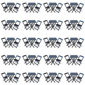 Kit de 20 Conjuntos de Mesa Dobrável 60x60 com 2 Cadeiras Preto - Tarimatã